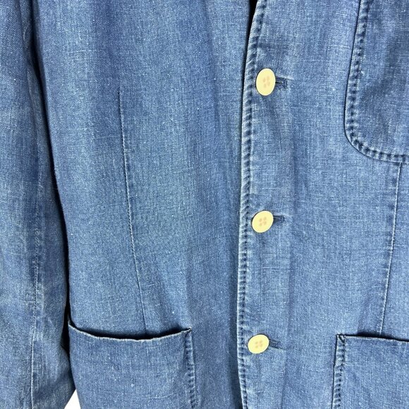 Vintage Armani Jeans Women's 100% Linen 3 Button Blazer in Blue 80s 90s Size S - Picture 2 of 10